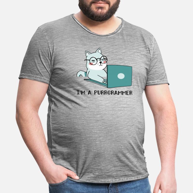 I'm A Purrgrammer Coder Software Developer Compute Männer Vintage T-Shirt