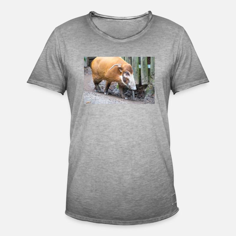 Buschschwein oder Rotflussschwein Pinselohrschwein - Männer Vintage T-Shirt - Vintage Grau