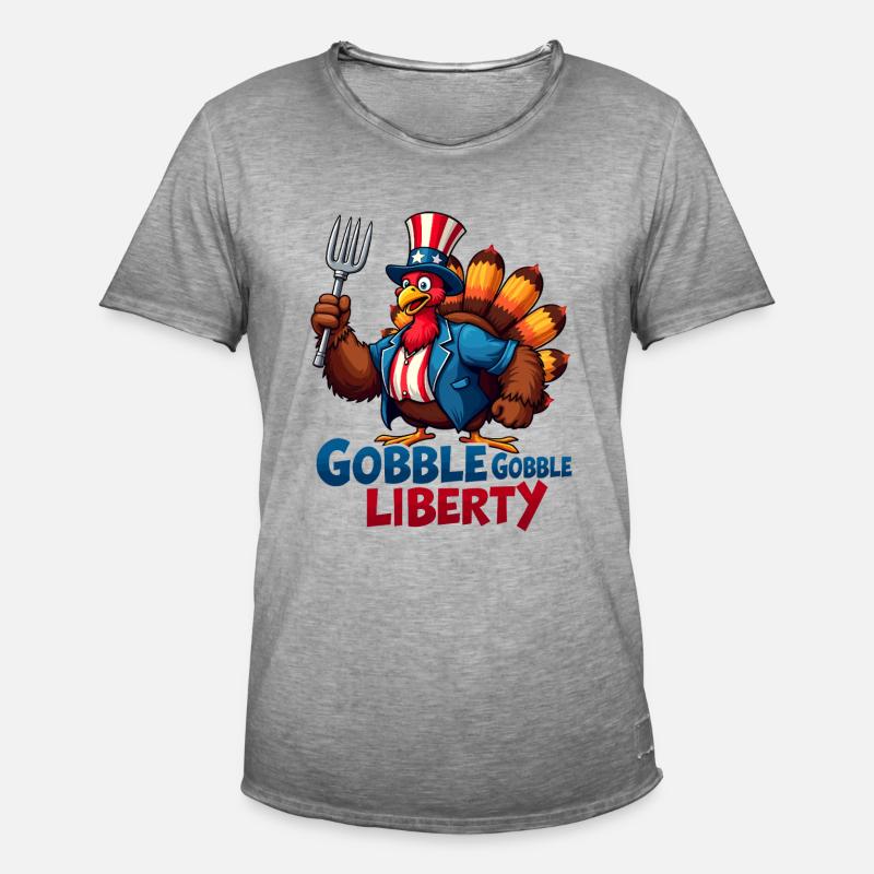 Gobble Gobble Liberty - Men's Vintage T-Shirt - vintage grey
