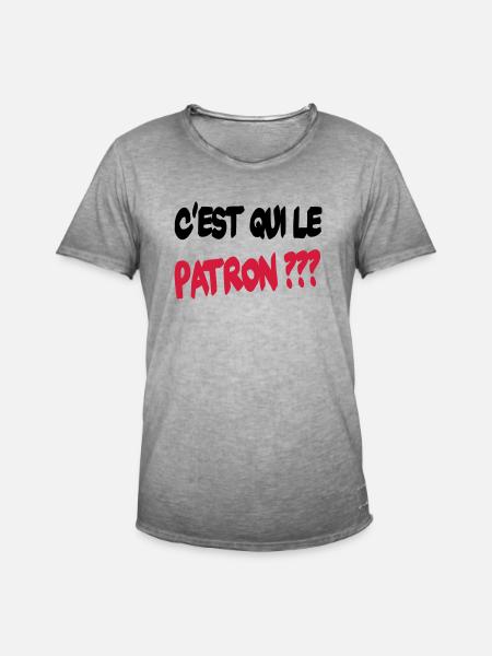 C'est qui le patron ? - Männer Vintage T-Shirt - Vintage Grau