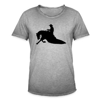 Reining - Männer Vintage T-Shirt - Vintage Grau - Vorne - Jose (178cm)