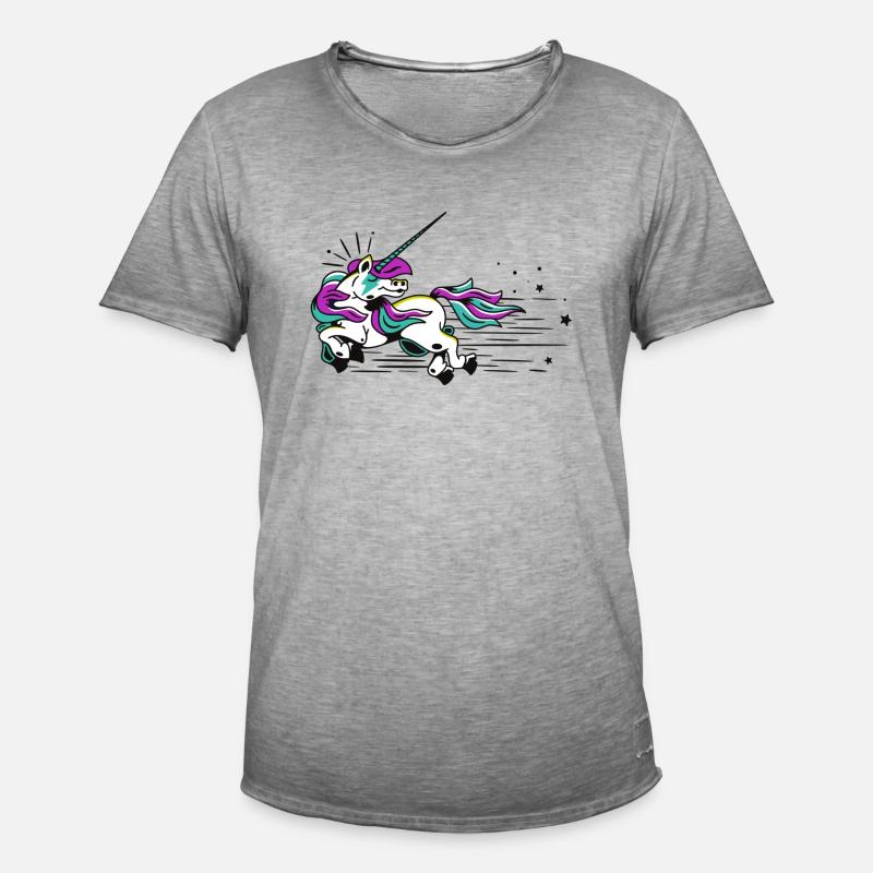 Fliegendes Einhorn - Männer Vintage T-Shirt - Vintage Grau