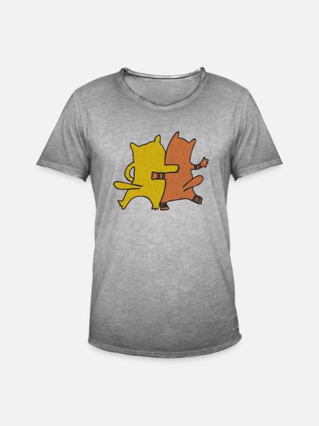katzenfreunde textil - Männer Vintage T-Shirt - Vintage Grau