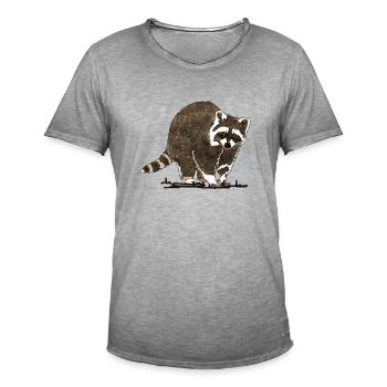 Waschbär - Männer Vintage T-Shirt - Vintage Grau - Vorne