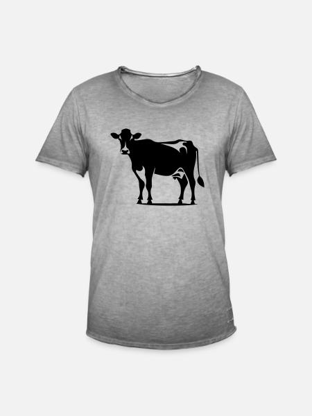 Kuh - Männer Vintage T-Shirt - Vintage Grau