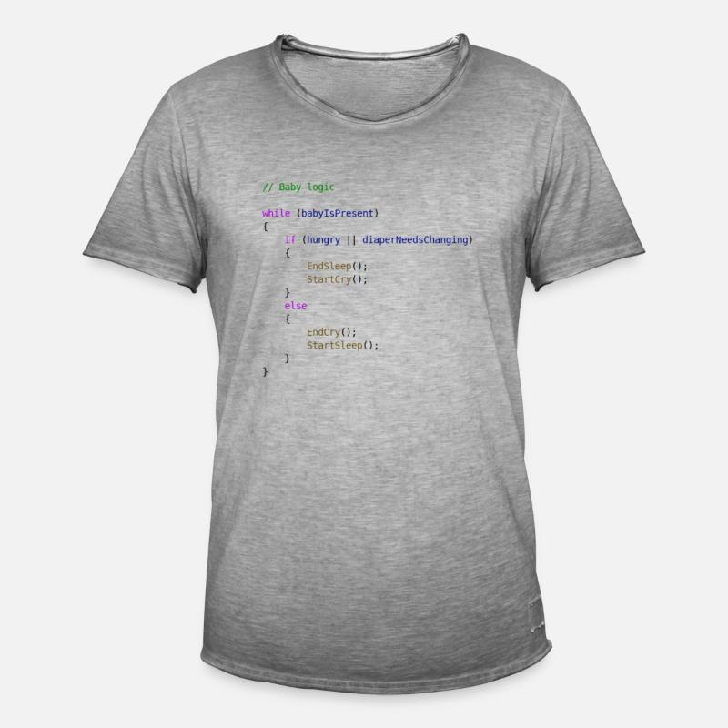 Baby logic Programmierer Geschenkidee - Männer Vintage T-Shirt - Vintage Grau