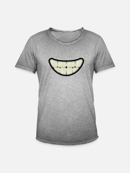 Smiling mouth with big teeth - Men's Vintage T-Shirt - vintage grey