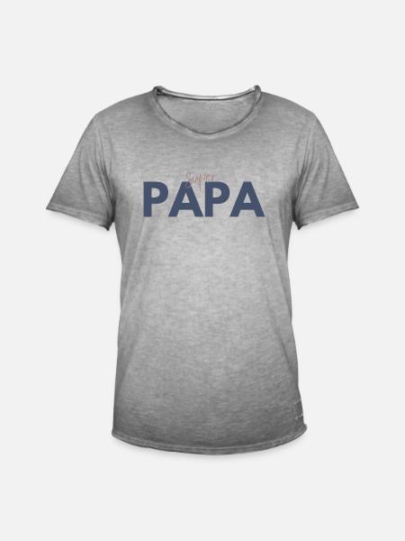 Super Papa - Männer Vintage T-Shirt - Vintage Grau