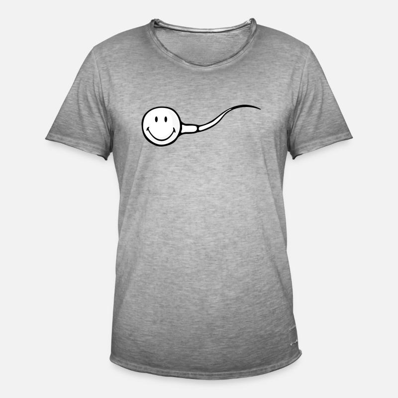 Smiley sæd - Herre vintage T-shirt - vintage-grå