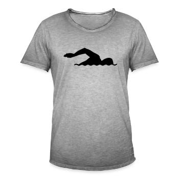 Schwimmen - Männer Vintage T-Shirt - Vintage Grau - Vorne - Jose (178cm)