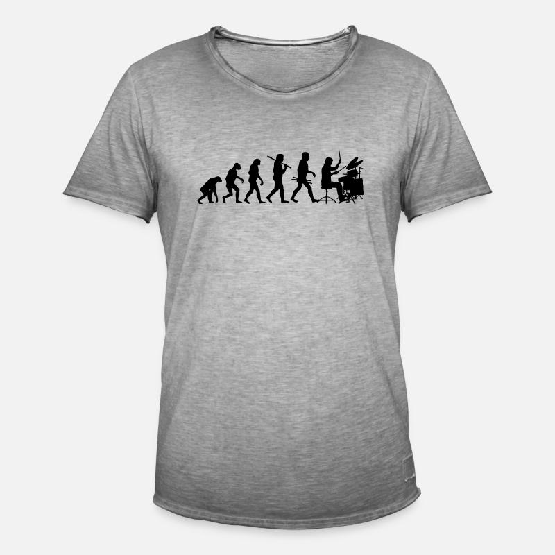 Schlagzeug Evolution Percussion Evolution - Männer Vintage T-Shirt - Vintage Grau