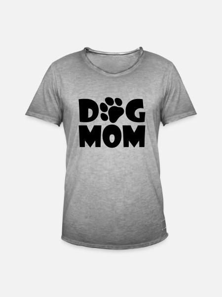 Hund Mutter. Dog Mom. Pfote Tshirt - Männer Vintage T-Shirt - Vintage Grau