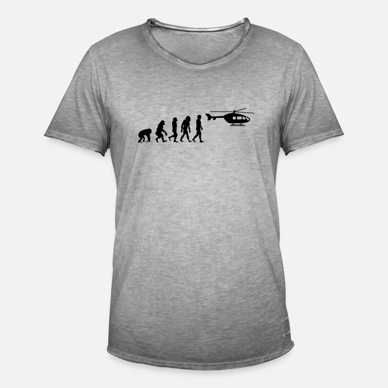 Hubschrauber Pilot Evolution Steinzeit - Männer Vintage T-Shirt - Vintage Grau