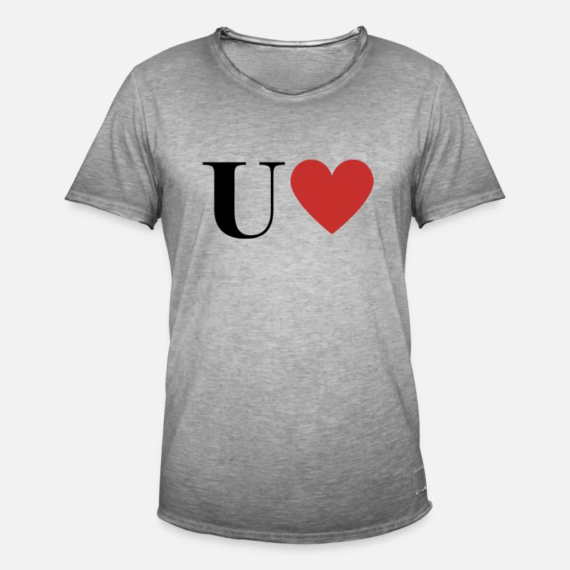 Buchstabe u rotes Herz - Männer Vintage T-Shirt - Vintage Grau