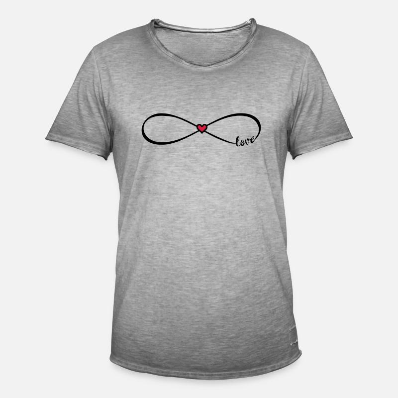 Infinity Love Font Infinity 8 Cuore Rosso - Maglietta vintage da uomo - vintage grigio