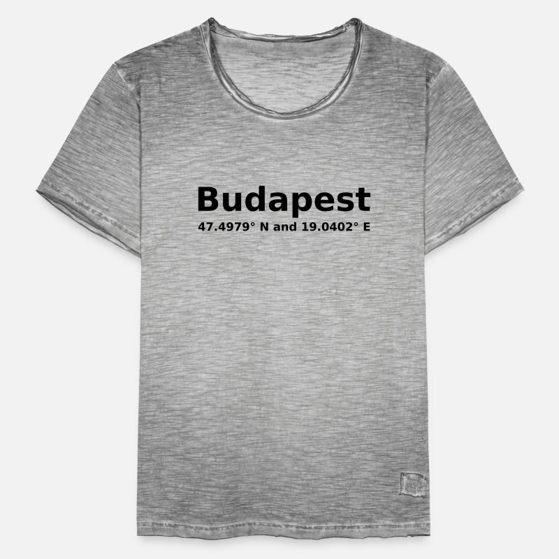 Budapest - with geo coordinates horizontal Men's Vintage T-Shirt