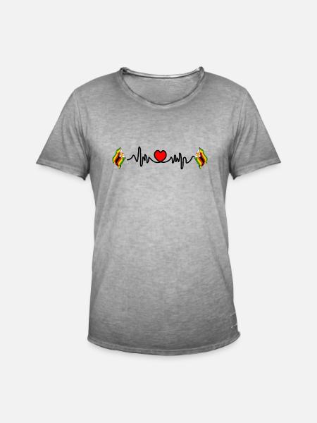 Herzfrequenz-Cardio für Simbabwe - Männer Vintage T-Shirt - Vintage Grau