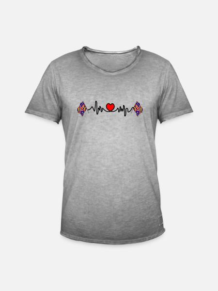 Herzfrequenz-Cardio für Burgund - Männer Vintage T-Shirt - Vintage Grau