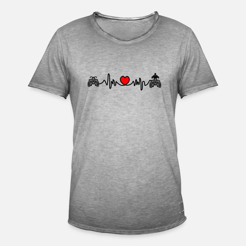 Quad-Herzfrequenz oder Kardiogramm - Männer Vintage T-Shirt - Vintage Grau