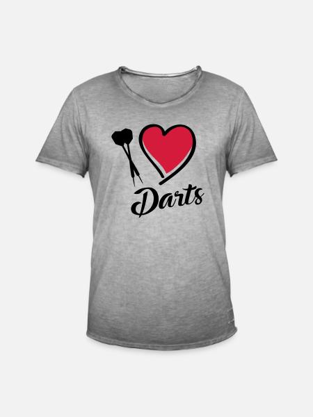 darts i love - Männer Vintage T-Shirt - Vintage Grau
