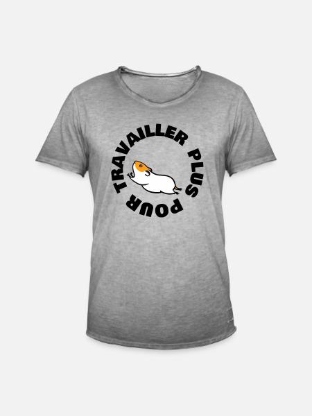 TRAVAILLER PLUS POUR - T-shirt vintage Homme - vintage gris