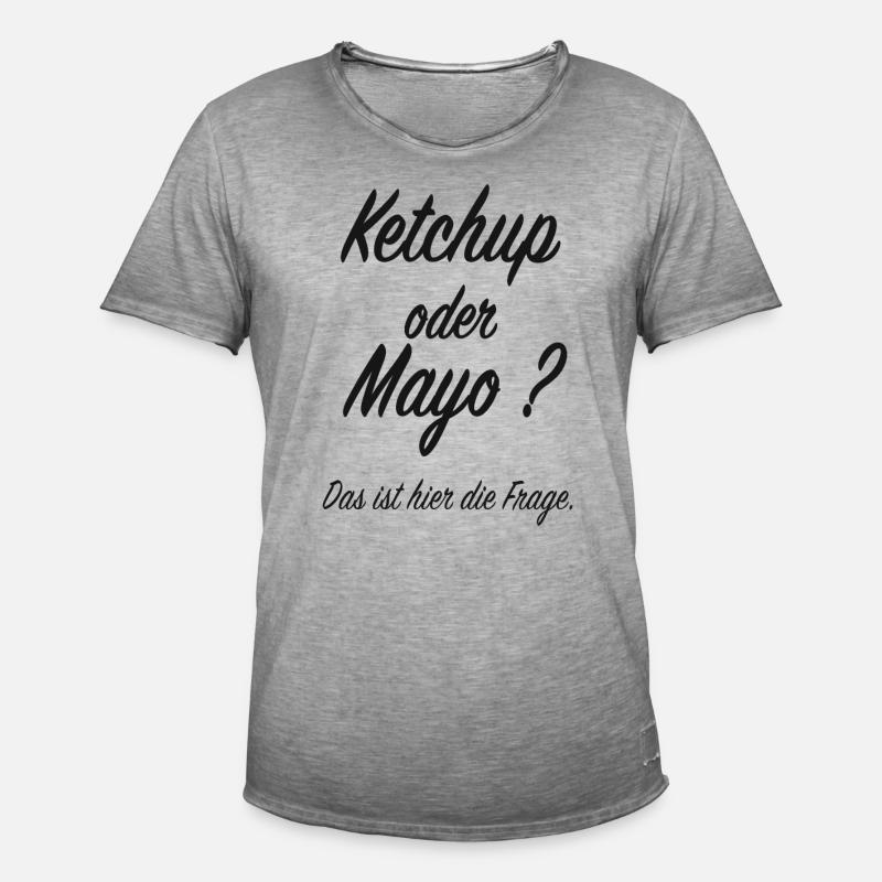 Ketchup oder Mayo - Männer Vintage T-Shirt - Vintage Grau