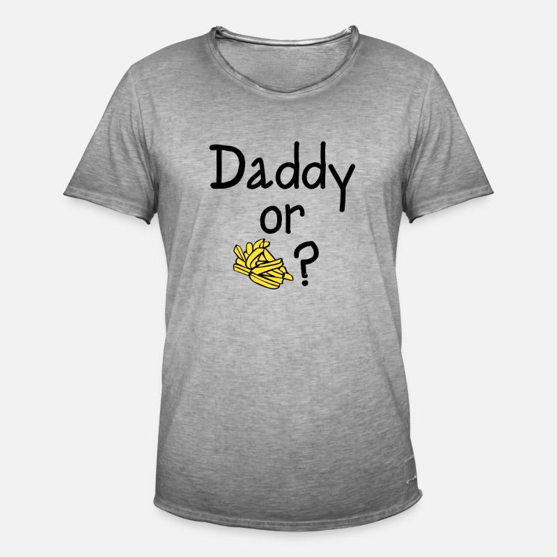 Daddy oder Chips? - Männer Vintage T-Shirt - Vintage Grau