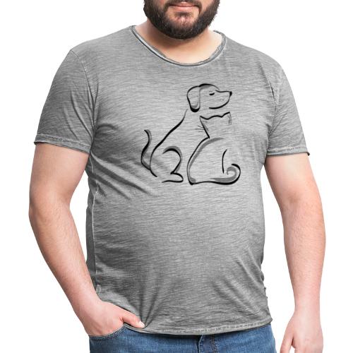 Dog and Cat - Männer Vintage T-Shirt