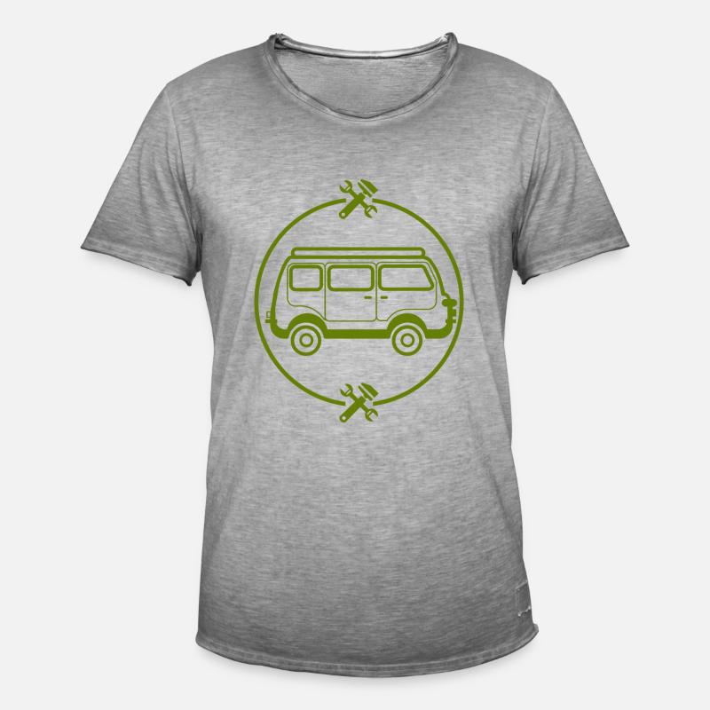 Auto - Bus - Oldtimer - Nostalgisch - Männer Vintage T-Shirt - Vintage Grau