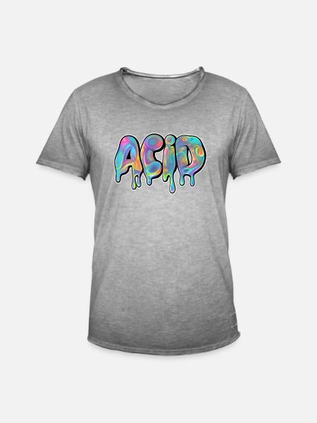 ACID DRIPPY - Männer Vintage T-Shirt - Vintage Grau