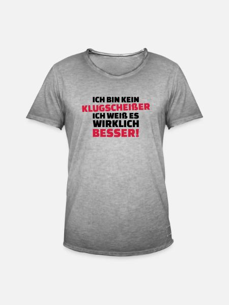 Klugscheißer - Männer Vintage T-Shirt - Vintage Grau