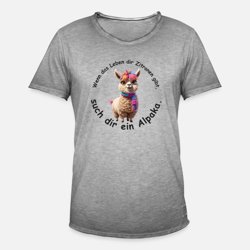 Such dir ein Alpaka - Männer Vintage T-Shirt - Vintage Grau