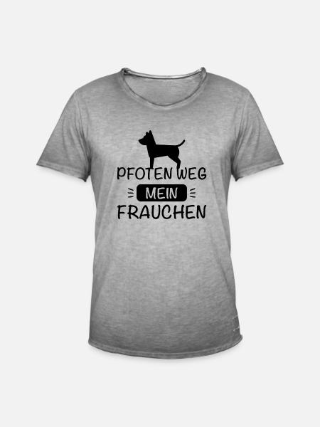 Pfoten weg - Mein Frauchen ! - Männer Vintage T-Shirt - Vintage Grau