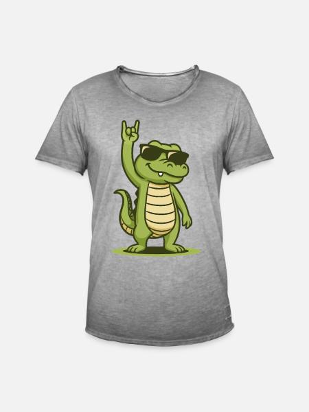 Rock’n’Roll Krokobaby - Männer Vintage T-Shirt - Vintage Grau