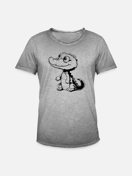 Kroko Krokodil - Männer Vintage T-Shirt - Vintage Grau