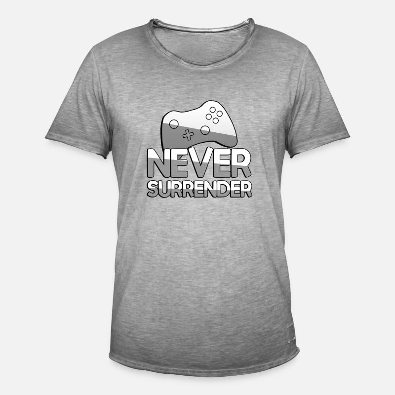 NEVER SURRENDER + Controller - Gaming - Männer Vintage T-Shirt - Vintage Grau