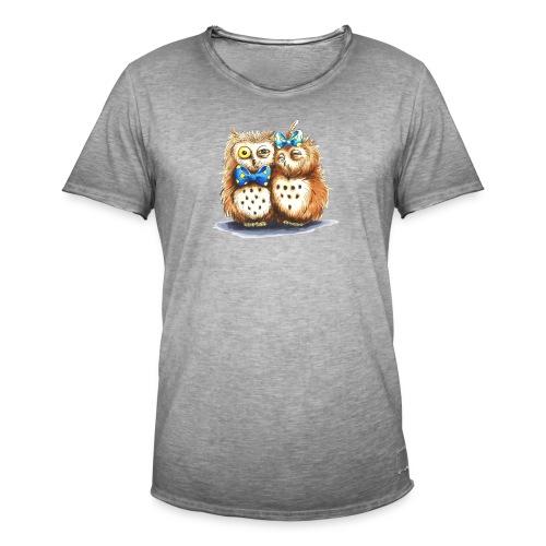 Owl Family - Helge und Helga in love - Männer Vintage T-Shirt