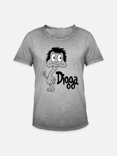 Sprüche Lustige Comic Digga - Männer Vintage T-Shirt - Vintage Grau