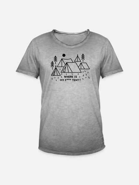Where is my tent? - Männer Vintage T-Shirt - Vintage Grau
