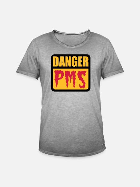 Danger PMS - Männer Vintage T-Shirt - Vintage Grau