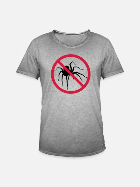 ingen edderkop forbudt skjold edderkop design cl - Herre vintage T-shirt - vintage-grå