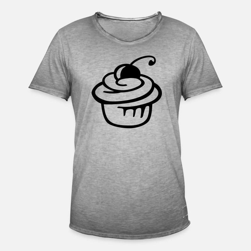 Cupcake Kirsche – Süßer Kuchen & Partyspaß - Männer Vintage T-Shirt - Vintage Grau