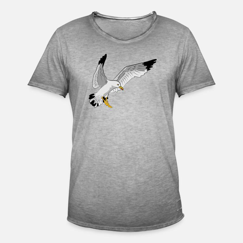 Stilvolle Seevogel Silhouette einer Möwe - Männer Vintage T-Shirt - Vintage Grau