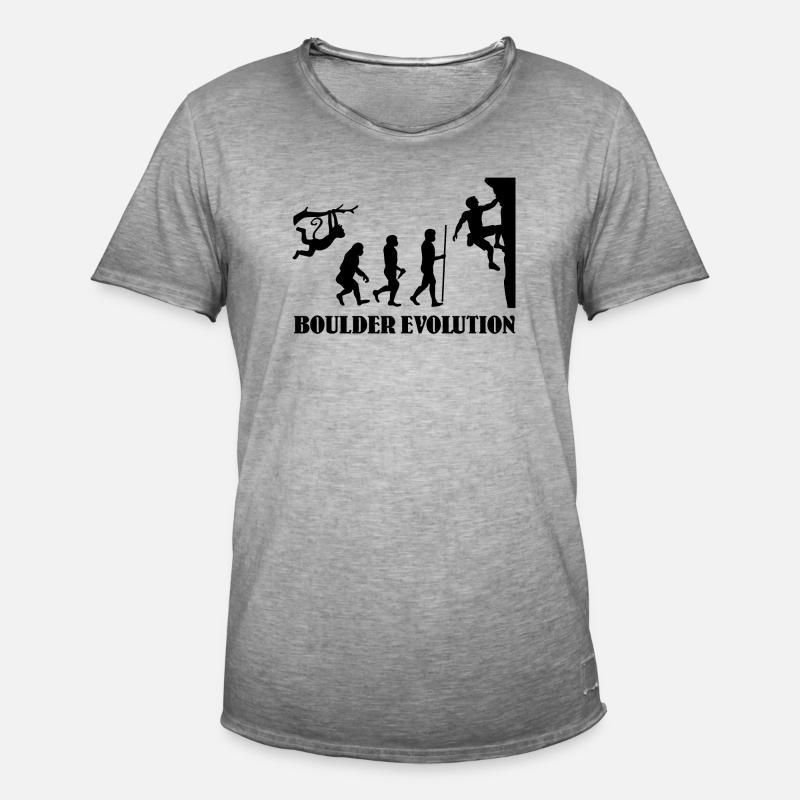 Boulder Evolution Klettern Bergsteigen Boulderer - Männer Vintage T-Shirt - Vintage Grau