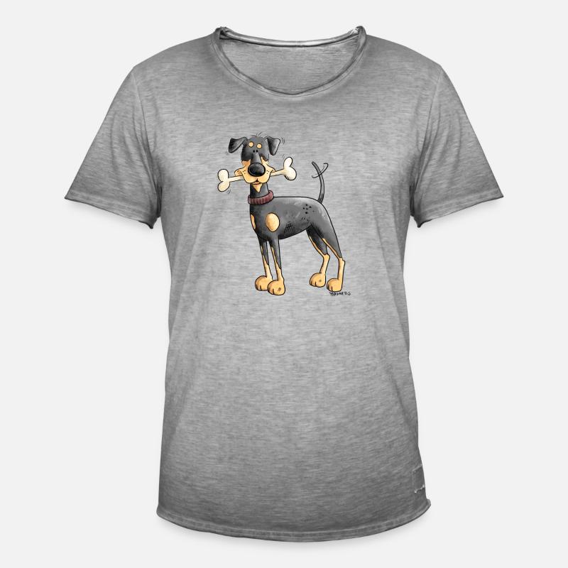 Dobermann Oder Pinscher mit Knochen - Männer Vintage T-Shirt - Vintage Grau