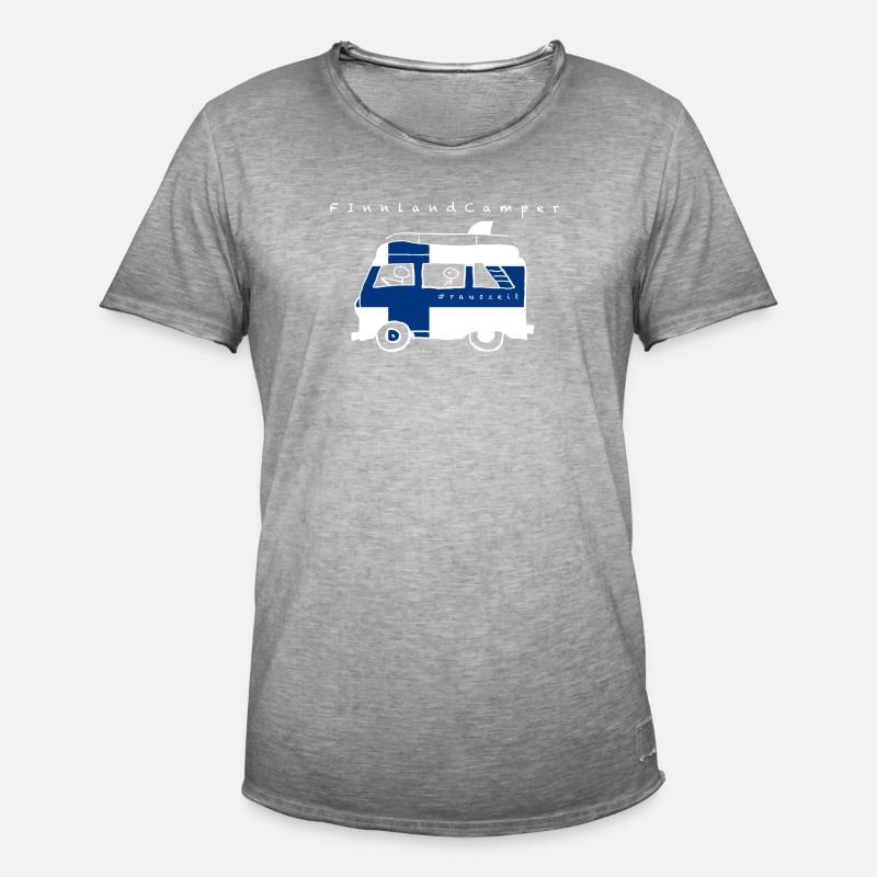 Finnland Camper - Männer Vintage T-Shirt - Vintage Grau