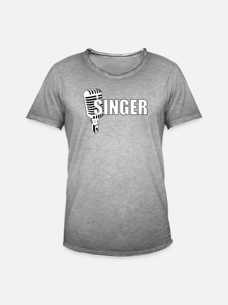Singer - Music - Men's Vintage T-Shirt - vintage grey