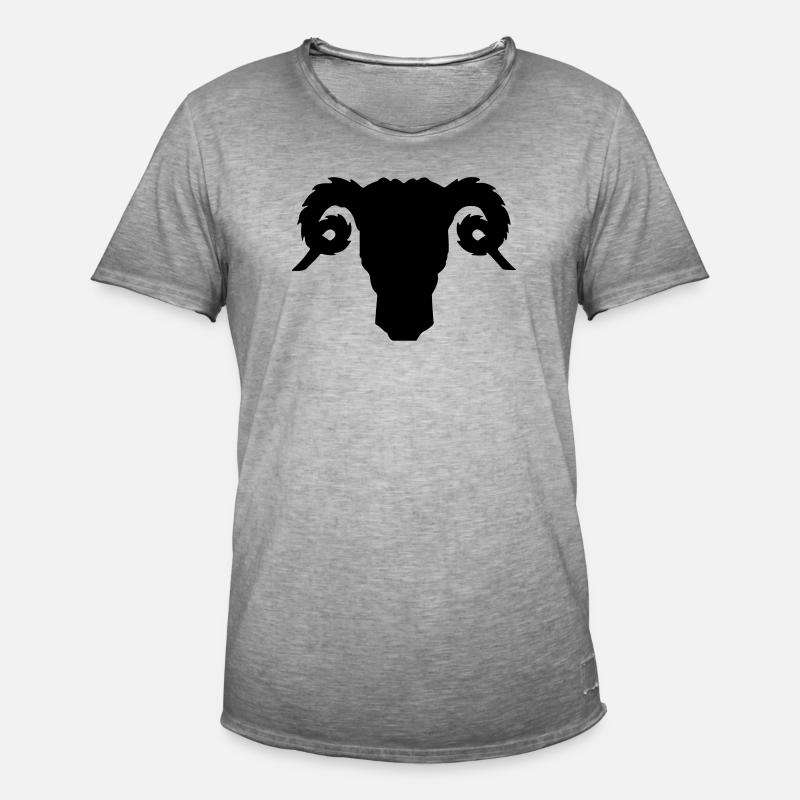 Bock- oder Rammkopfschattenbild - Männer Vintage T-Shirt - Vintage Grau