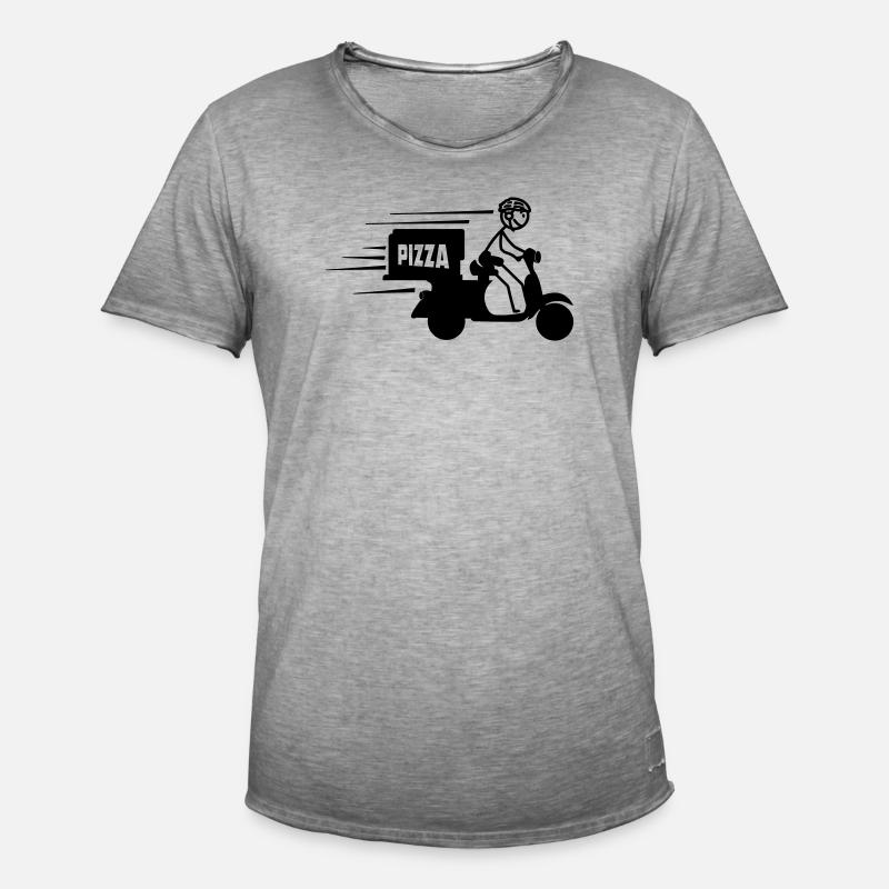 Rollerpaket oder Pizzatext PIZZA - Männer Vintage T-Shirt - Vintage Grau