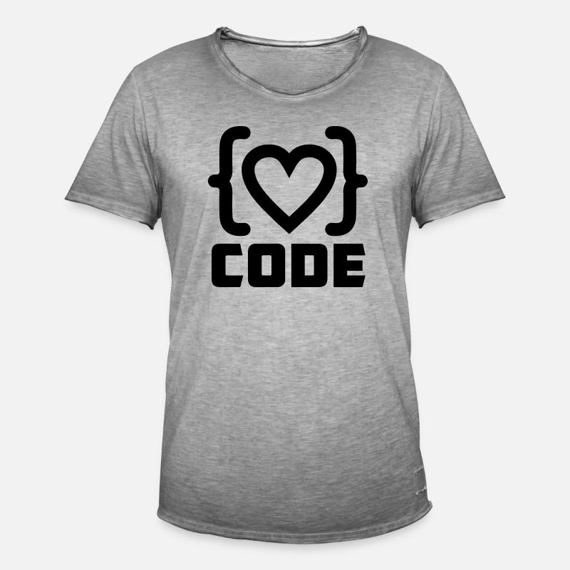Herzprogrammierer Code Logo mit Text CODE - Männer Vintage T-Shirt - Vintage Grau